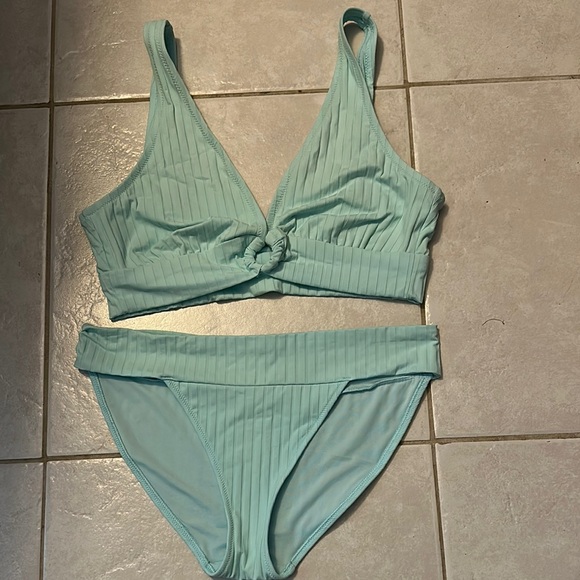 aerie Other - Aerie Light Blue Ribbed Bikini Set